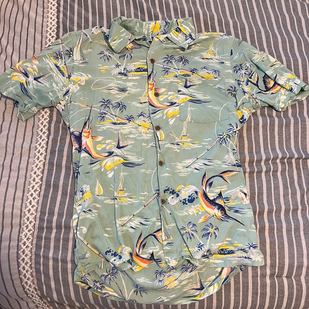 Tropical Print Green Shirt